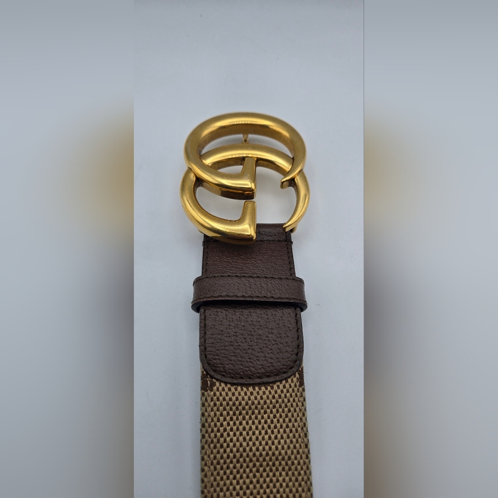 CLEARANCE Awesome Men's Gucci Tan And Brown Belt with Gold Buckle Size 115•46 - Picture 6 of 10